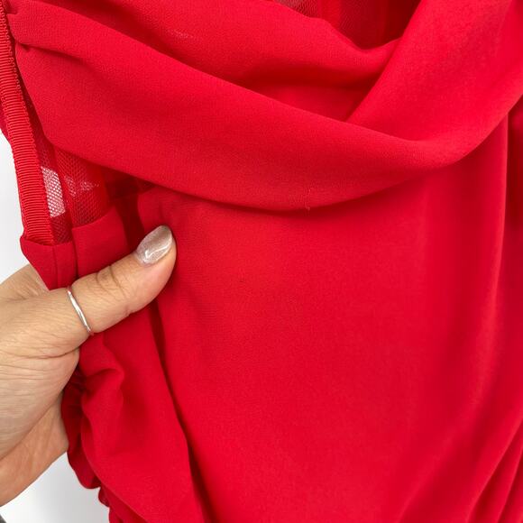 NBD | Christian Gown in Red Asymmetrical Corset Maxi Dress S - Picture 10 of 16